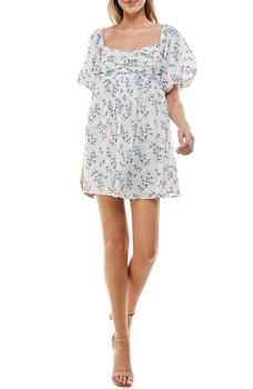 ROW A, ROW A | Floral Print Puff Sleeve Minidress商品图片 