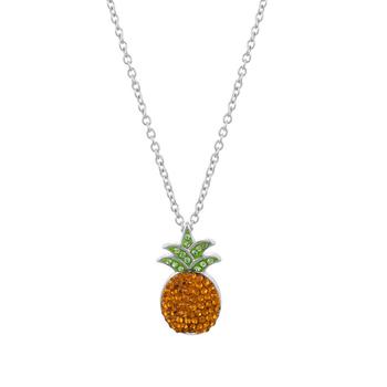 商品Macy's | Yellow and Green Crystal Pineapple Necklace (17/25 ct. t.w.) in Fine Silver Plated Brass,商家Macy's,价格¥371图片