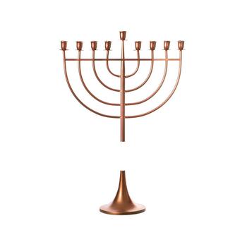 商品Modern Judaic Hanukkah Menorah 9 Branched Candelabra, Medium图片