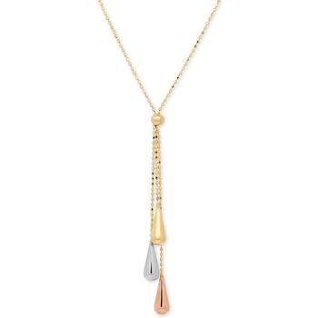 Italian Gold | Tri-Gold Lariat Necklace in 14k Gold, White Gold and Rose Gold商品图片,3折