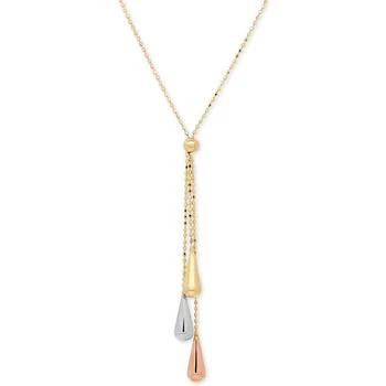 Italian Gold | Tri-Gold Lariat Necklace in 14k Gold, White Gold and Rose Gold,商家Macy's,价格¥3592