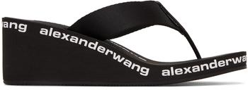 商品Alexander Wang | Black AW Wedge Flip Flop Sandals,商家SSENSE,价格¥862图片
