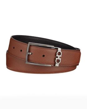 美国菲拉格慕腰带, Salvatore Ferragamo | Men's Textured Leather Belt with Gancini Detail商品图片 