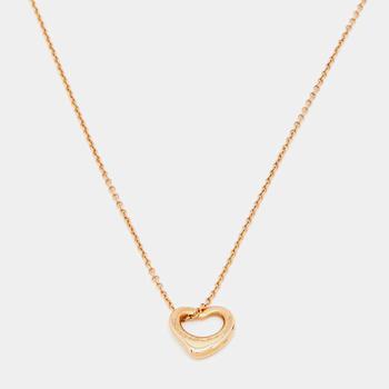[二手商品] Tiffany & Co. | Tiffany and Co. Elsa Peretti Open Heart 18k Rose Gold Pendant Necklace商品图片,满1件减$100, 满减