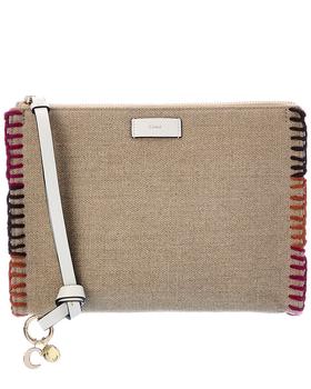 chloe tote真假, Chloé | Chloe Alphabet Linen Pouch商品图片 8.1折