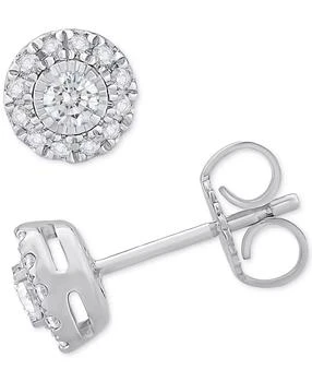 Macy's | Diamond Halo Stud Earrings (1/4 ct. t.w.) in 14k White Gold or 14k Gold,商家Macy's,价格¥2339