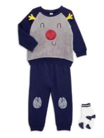 product Baby Boy's 3-Piece Faux Fur Reindeer Pant Set image