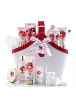 商品Home Spa Kit Gift Set – Strawberry Milk Scented Bath Set - 25Pcs - in a Leather Tote Bag,商家Belk,价格¥380图片