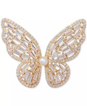 Macy's | Cultured Freshwater Pearl (3mm) & Cubic Zirconia Butterfly Brooch in 18k Gold-Plated Sterling Silver,商家Macy's,价格¥598