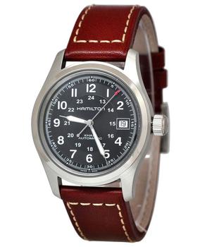 推荐Hamilton Khaki Field Black Dial Brown Leather Strap Men's Watch H70455533商品