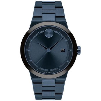 推荐Men's Swiss Fusion Bold Blue Ion-Plated Stainless Steel Bracelet Watch 34mm商品
