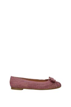 菲拉格慕芭蕾鞋, Salvatore Ferragamo | Ballet flats varina Raffia Pink Desert Rose商品图片 3.7折, 满$250享9.7折, 满折