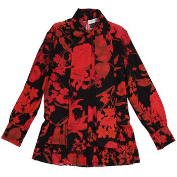 推荐Valentino Floral Print Pleated Trim Blouse, Brand Size 36 (US Size 2)商品