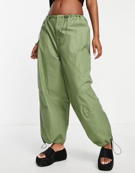 推荐COLLUSION Unisex parachute trousers in green商品