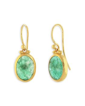 商品Gurhan | 24K Yellow Gold Elements Emerald Oval Drop Earrings,商家Bloomingdale's,价格¥13558图片