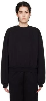 SKIMS | Black Cotton Fleece Classic Crewneck Sweatshirt 