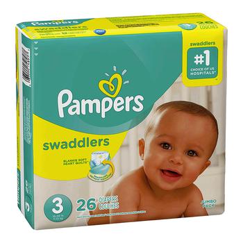 商品Pampers Swaddlers Diapers, Soft and Absorbent, Size 3, 26 Ct图片