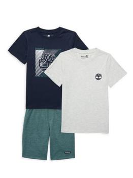 商品Timberland | Boy's 3-Piece Logo Tee & Shorts Set,商家Saks OFF 5TH,价格¥227图片