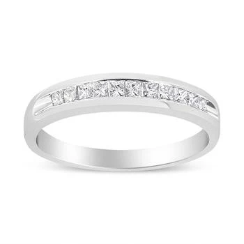 Haus of Brilliance | 18K White Gold 1/4 Cttw Channel Set Princess-cut Diamond Classic 11 Stone Band Ring,商家Premium Outlets,价格¥6878