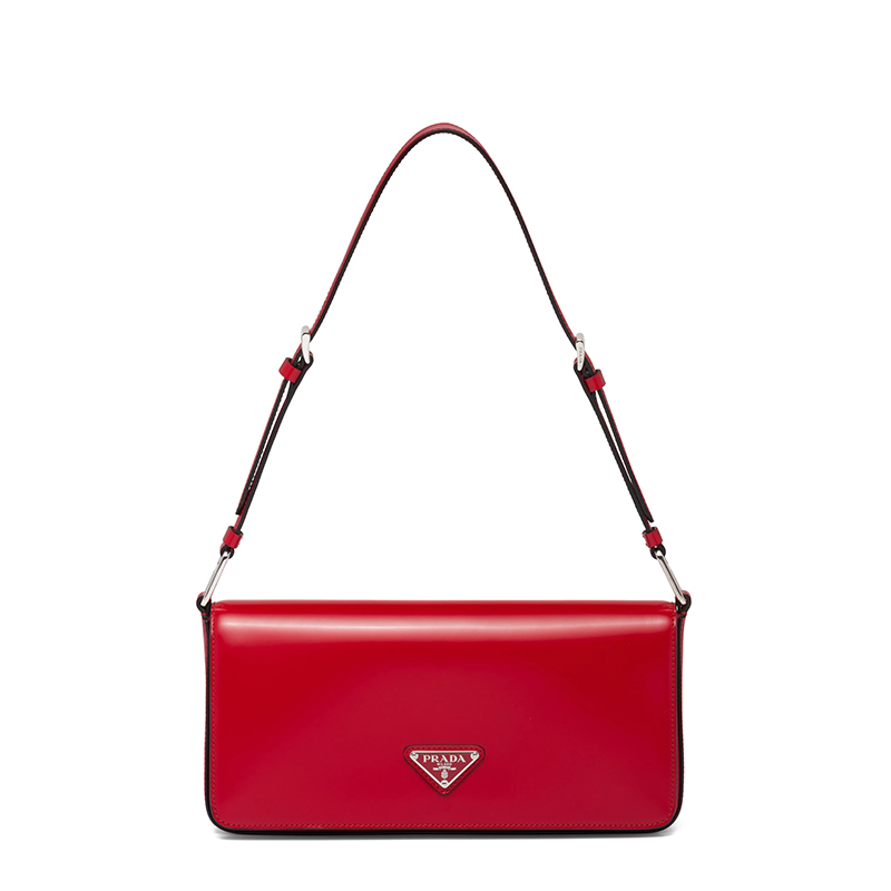 Prada | PRADA/普拉达 22春夏新款Femme系列 女士猩红色亮面皮革银扣金属三角形徽标单肩斜跨手提包1BD323_ZO6_F02SB_V_HOO商品图片,额外9.5折, 包邮包税, 额外九五折