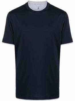 Brunello Cucinelli | Brunello Cucinelli Mens Blue Cotton T-Shirt商品图片,8折