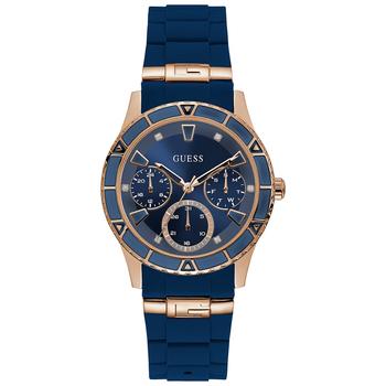 GUESS | Women's Blue Silicone Strap Watch 38mm商品图片,