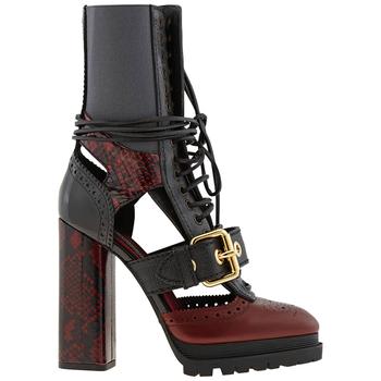 burberry鞋, Burberry | Ladies Westmarsh Leather And Snakeskin Cutout Ankle Boots商品图片 7折