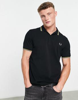 Fred Perry | Fred Perry twin tipped polo shirt in black商品图片,