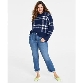 On 34th | Women's Plaid Jacquard Crewneck Sweater, Created for Macy's,商家Macy's,价格¥224