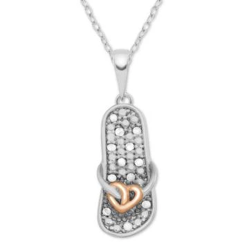 Macy's | Diamond Two-Tone Flip-Flop Sandal 18" Pendant Necklace (1/10 ct. t.w.) in Sterling Silver & 18k Rose Gold-Plate 2.4折