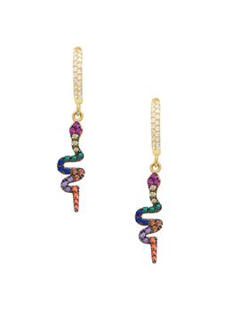 Gabi Rielle好不好, Gabi Rielle | 22K Gold Vermeil & Multicolor Cubic Circonia Rainbow Snake Drop Earrings商品图片 6折