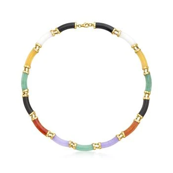 Ross-Simons | Ross-Simons Multicolored Jade Necklace in 18kt Yellow Gold Over Sterling Silver,商家Premium Outlets,价格¥1553