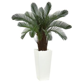 NEARLY NATURAL, NEARLY NATURAL | 40" Cycas Artificial Tree in White Tower Planter UV Resistant商品图片 6.9折