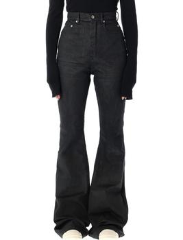 Shop Rick Owens Drkshdw Bolan Bootcut Black Waxed Jeans on Sale at