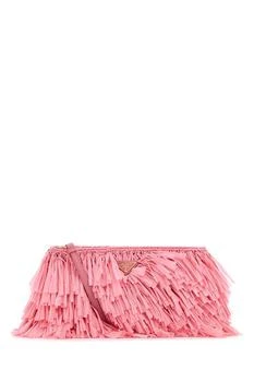 Prada | Prada Triangle-Logo Fringed Clutch Bag,商家Cettire,价格¥19819