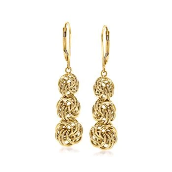 Ross-Simons | Ross-Simons Graduated Rosette-Knot Drop Earrings in 14kt Yellow Gold,商家Premium Outlets,价格¥4057