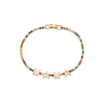 Unwritten | 14K Gold Flash-Plated Multi-Color Cubic Zirconia "MAMA" Clasp Bracelet商品图片,3.5折