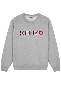 推荐Grey logo-embroidered organic cotton sweatshirt商品