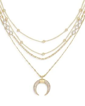 推荐Layered Chain & Horn Pendant Necklace in 18K Gold Plate, 14"商品