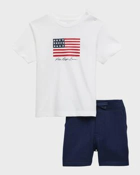 推荐Boy's American Flag Graphic T-Shirt W/ Shorts Set, Size 3M-24M商品