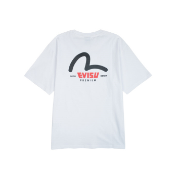 商品Evisu | 【享贝家】（国内现货-QD）EVISU 福神 背后大标休闲宽松短袖T恤 男女同款 白色  EU5UTS903WH,商家xiangbeiguoji,价格¥108图片