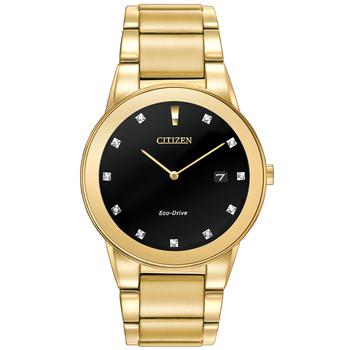 Citizen | Men's Eco-Drive Axiom Diamond Accent Gold-Tone Stainless Steel Bracelet Watch 40mm AU1062-56G商品图片,6.4折