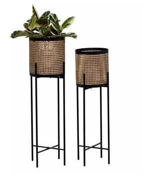 Rosemary Lane | Gold-Tone Metal Indoor Outdoor Planter with Removable Stand Set of 2,商家Macy's,价格¥1040