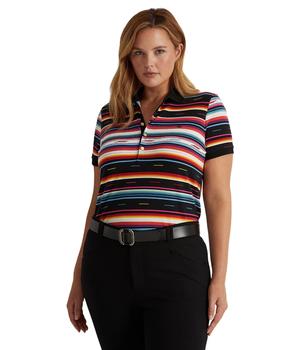 推荐Plus Size Striped Piqué Polo Shirt商品