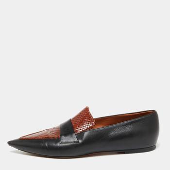 加拿大celine鞋, [二手商品] Celine | Celine Black/Brown Python Embossed And Leather Slip On Loafers Size 38.5商品图片 5.2折