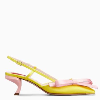 推荐ROGER VIVIER Yellow/pink Virgule Bow slingback pumps商品