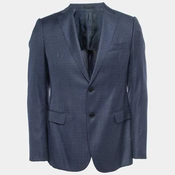 推荐Armani Collezioni Navy Blue Checked Wool Single Breasted Blazer M商品