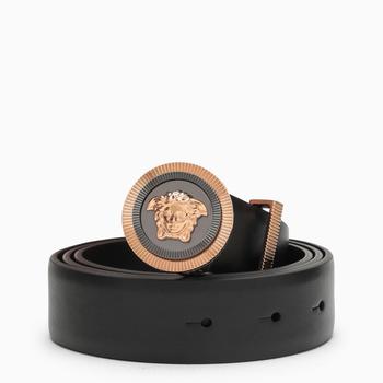 Versace | Black leather Medusa belt商品图片,