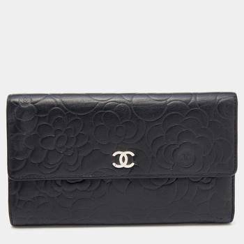 chanel包, [二手商品] Chanel | Chanel Black Leather Camellia Flap Wallet商品图片 满1件减$100, 满减