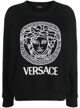 Versace | VERSACE 女士黑色棉质白色美杜莎印花圆领卫衣 1004132-1A01174-1B000商品图片,独家减免邮费